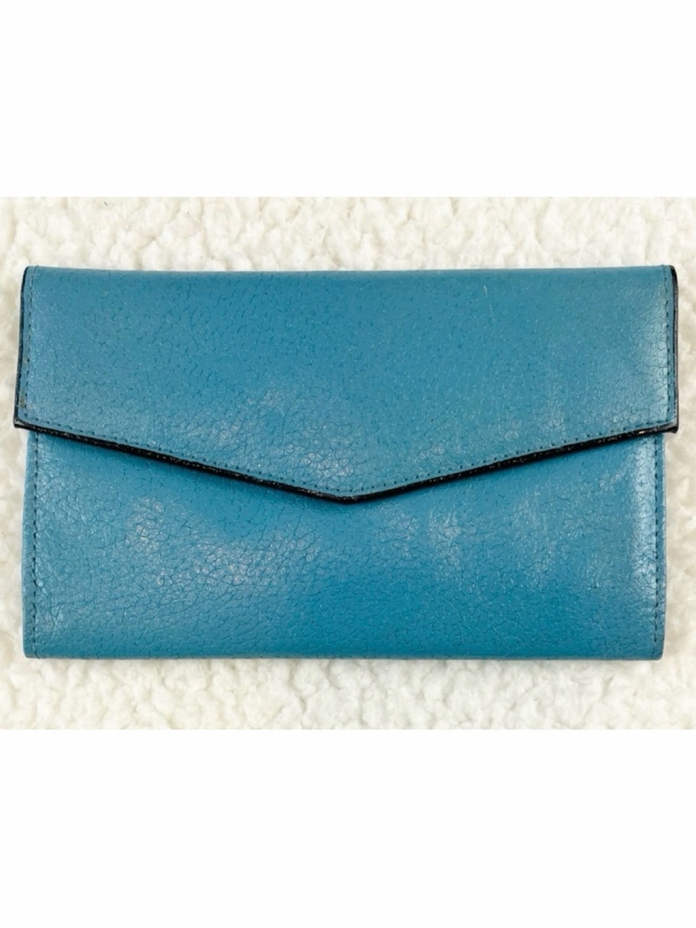 (VTG) Blue/Black Split Leather Envelope Wallet
